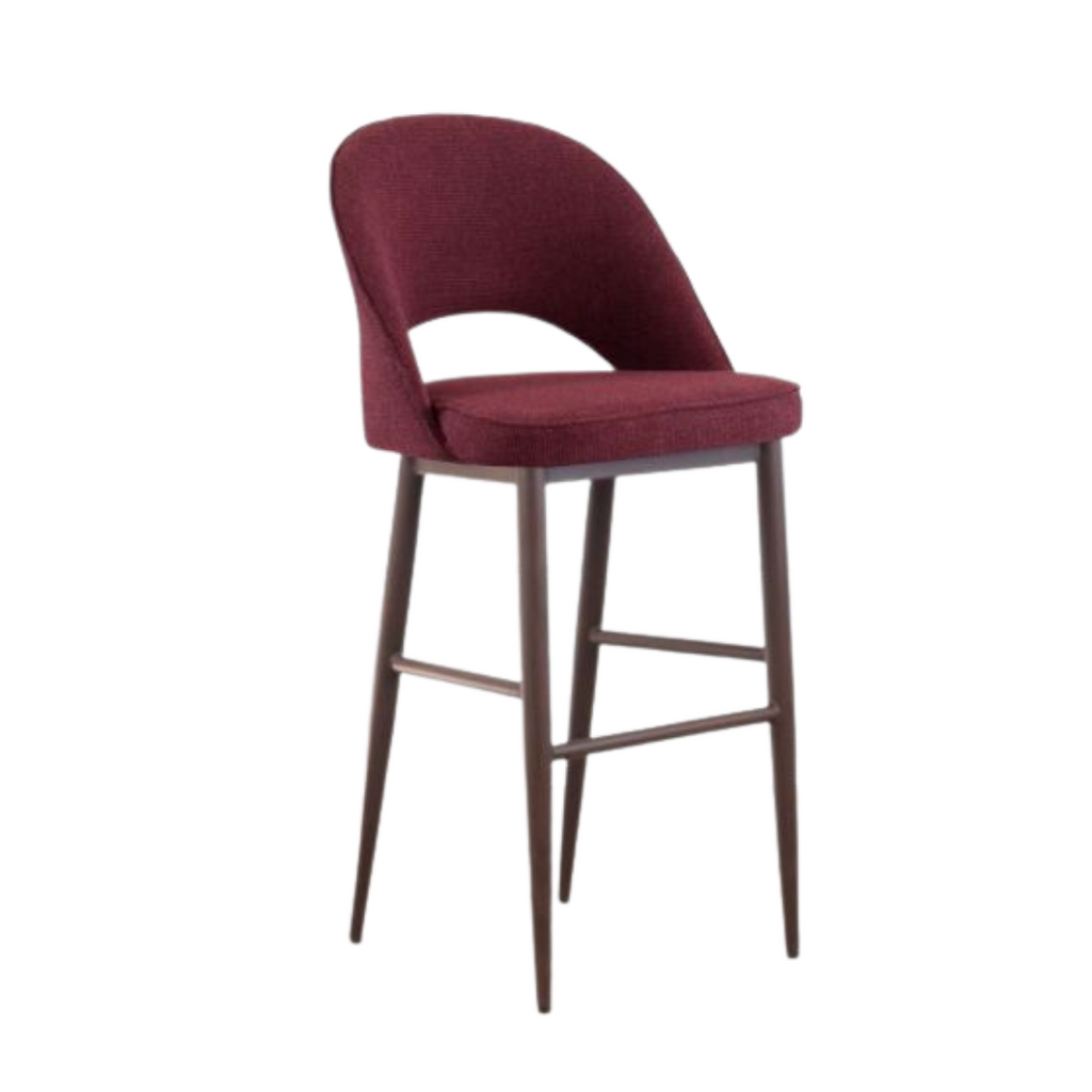 Coco Fabric Metal Stool Walnut Wood Grain Imprint