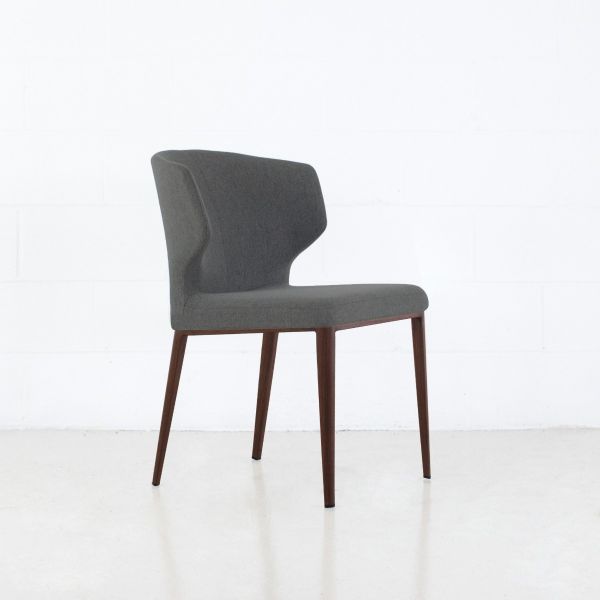 Cabo Fabric Walnut Imprint Metal Base
