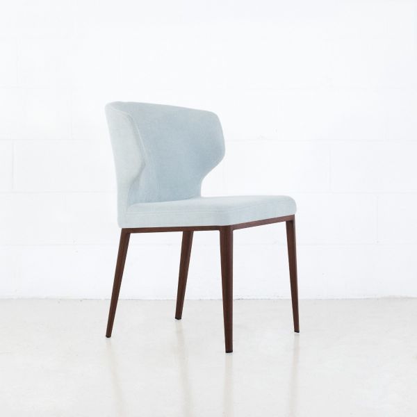 Cabo Fabric Walnut Imprint Metal Base