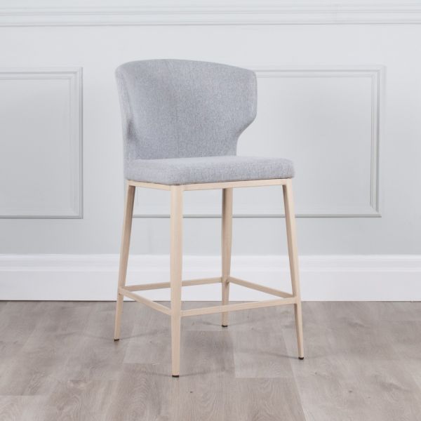 Cabo Fabric Stool Natural Imprint Base