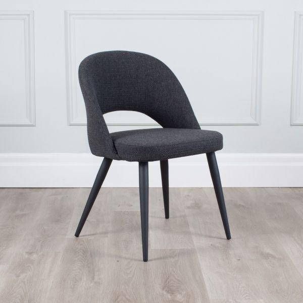 Coco Fabric Dining Chair with Black Base