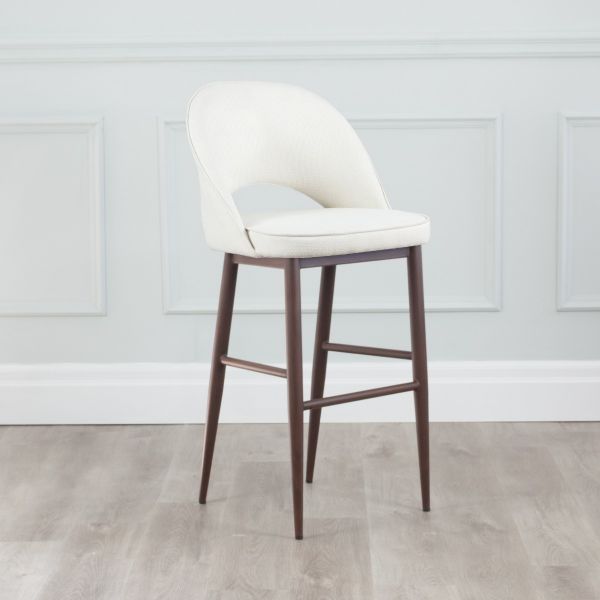 Coco Fabric Metal Stool Walnut Wood Grain Imprint