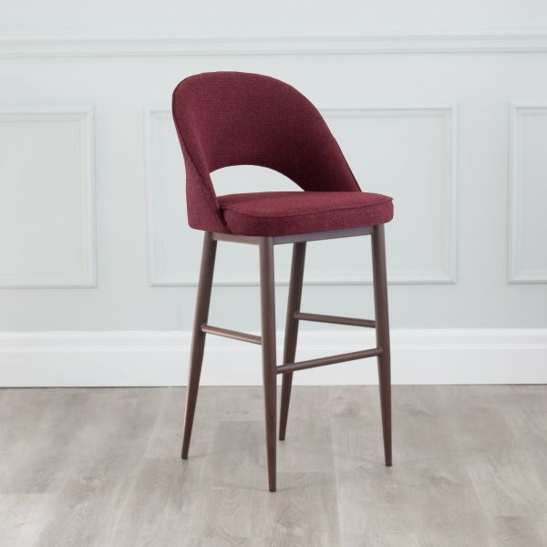 Coco Fabric Metal Stool Walnut Wood Grain Imprint