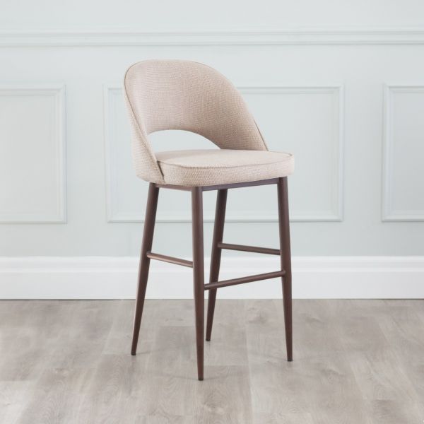 Coco Fabric Metal Stool Walnut Wood Grain Imprint