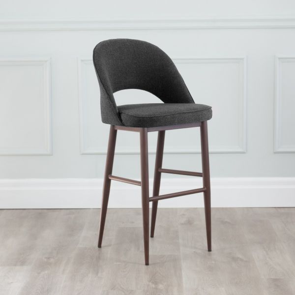 Coco Fabric Metal Stool Walnut Wood Grain Imprint