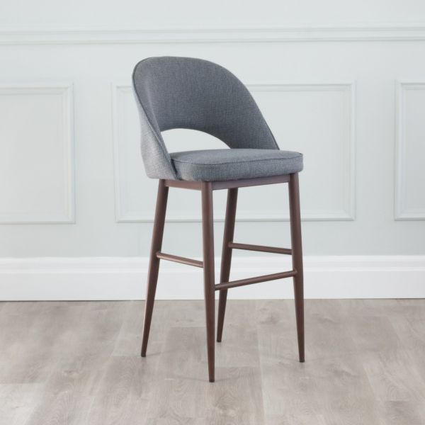 Coco Fabric Metal Stool Walnut Wood Grain Imprint