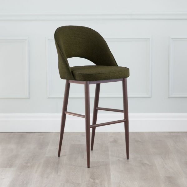 Coco Fabric Metal Stool Walnut Wood Grain Imprint